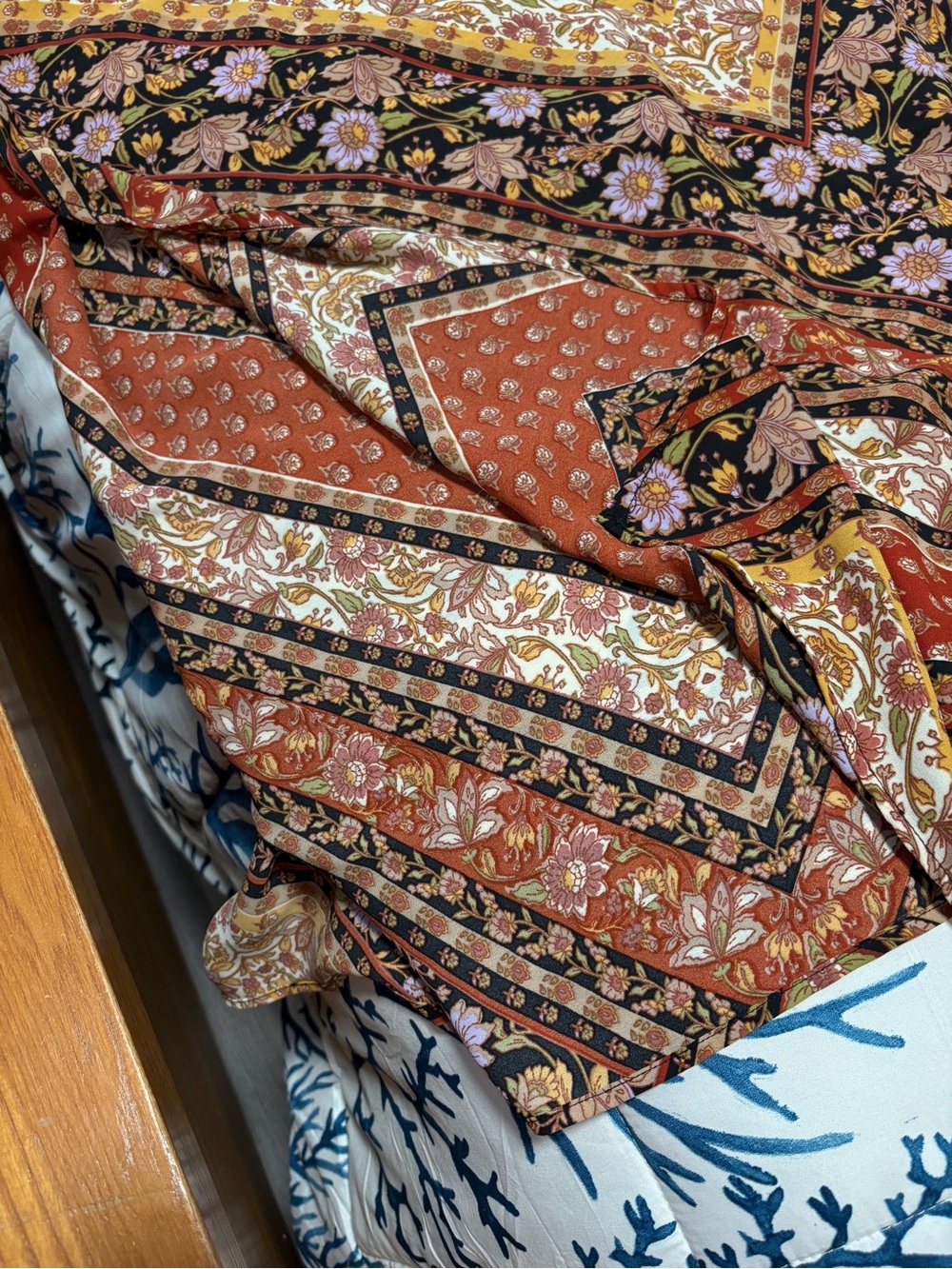 Bohemian Floral Chevron Maxi Skirt in Rust and Yellow - Picture 7 of 7